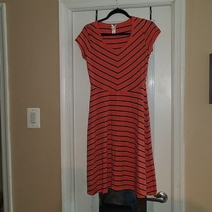 Orange and navy blue striped dress